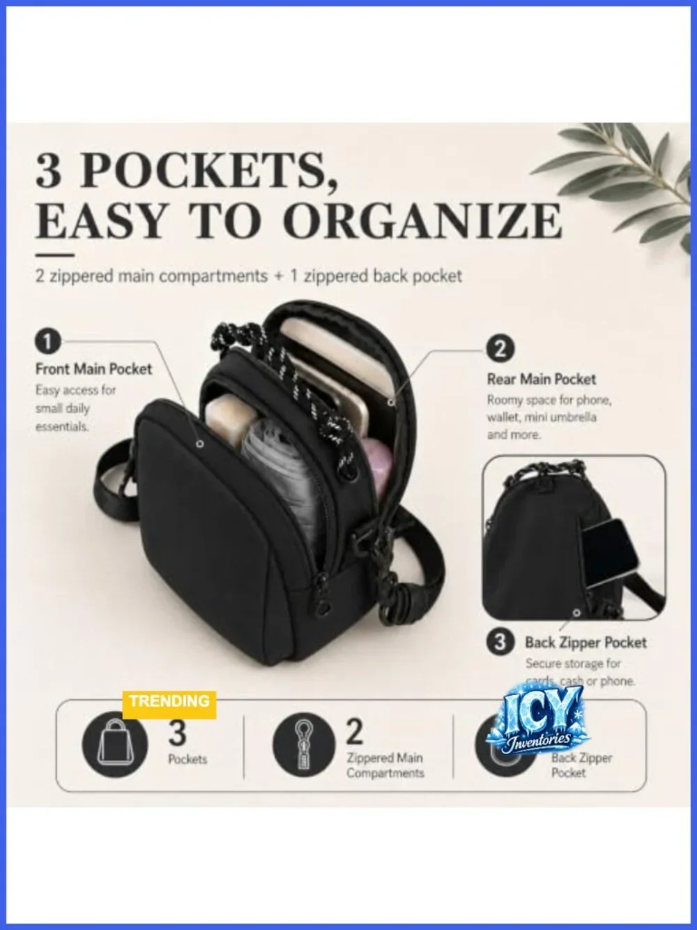 Mini Crossbody Bag Nylon Travel Purse Convertible Backpack
